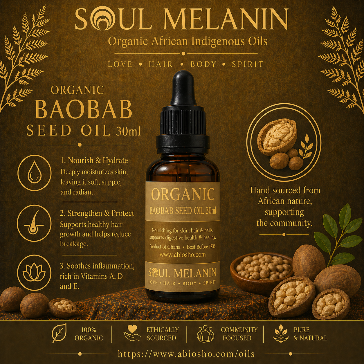 Soul Melanin Organic Baobab Oil - 30ml