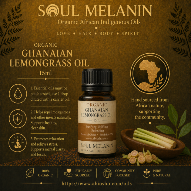 Soul Melanin Organic Lemongrass Essential Oil - 15ml