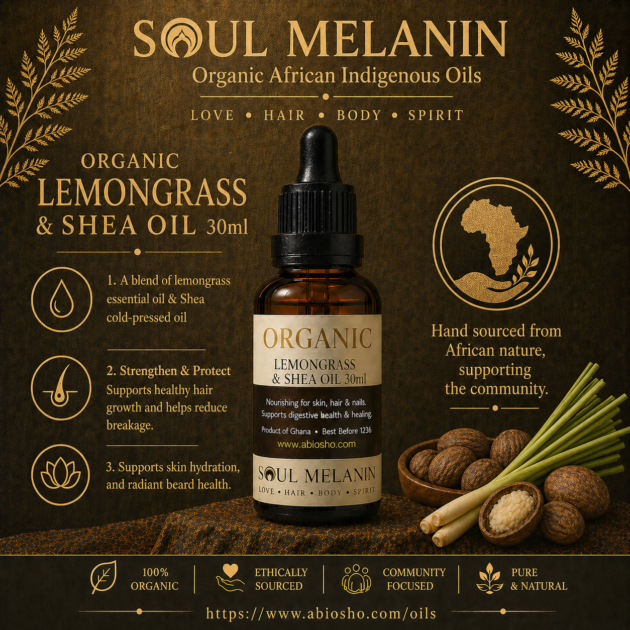 Soul Melanin Organic Shea Oil & Lemongrass Essential Oil - 30ml