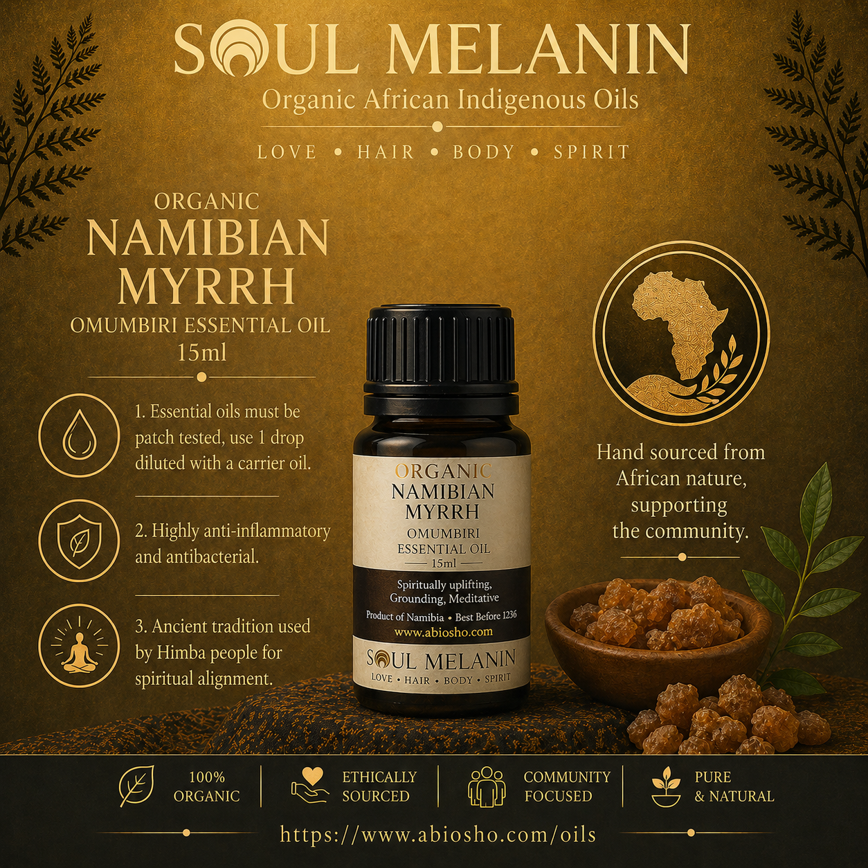 Soul Melanin Organic Omumbiri Namibian Myrrh - 15ml